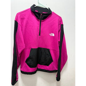 Women's The North Face Pink & Black Quarter-Zip Sweatshirt M